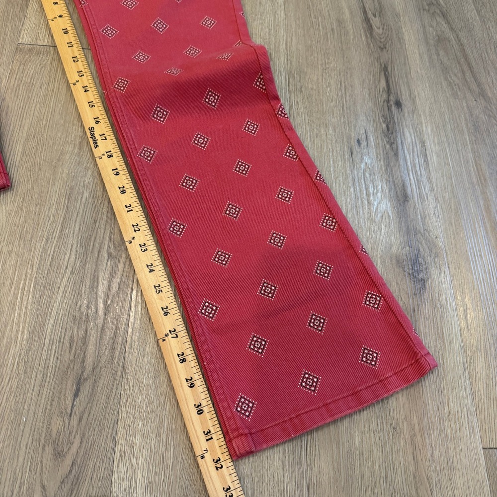 Wrangler Womens High Rise Bold Boot Red Diamond Print Jeans Size 12x32 NWT - Picture 3 of 10